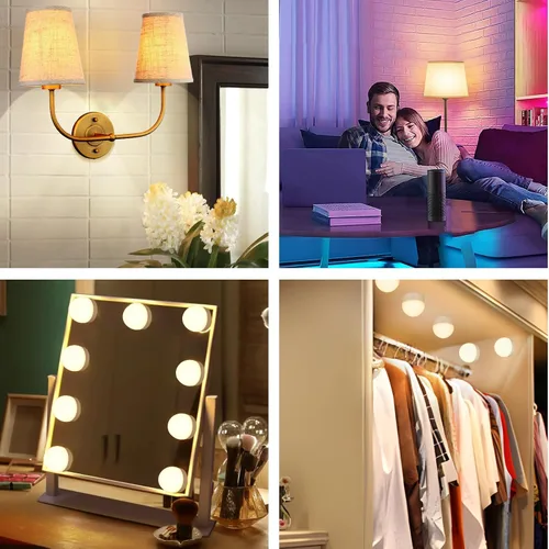 Vista 7 de Yochoice Bombilla de luz recargable con batería operada con control remoto E12, bombilla LED regulable con 15 colores seleccionables y 3