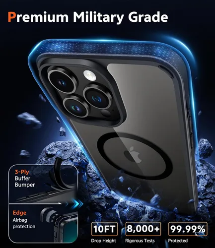 Vista 6 de FNTCASE - Funda magnética para iPhone 13 Pro-Max, color negro