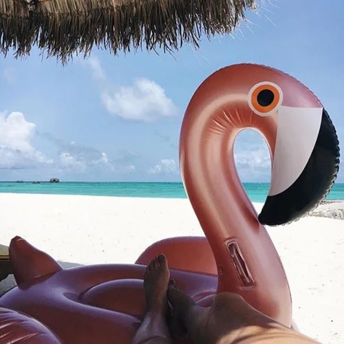 Vista 9 de Flotador inflable gigante de flamenco, flotador inflable gigante para piscina, balsa de piscina, paseo en tumbona de piscina, juguete de agua