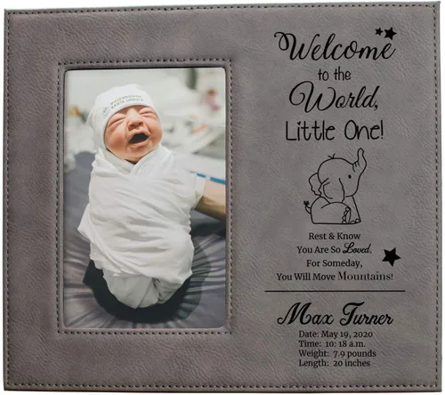 Vista 5 de PlaqueMaker Bienvenido al mundo - Marco personalizado para el nuevo bebé