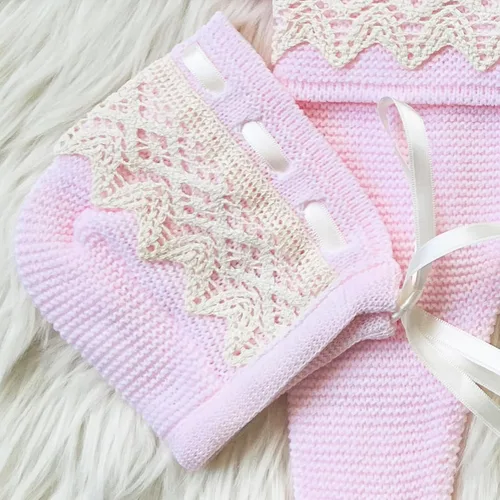 Vista 5 de Conjunto de ropa de punto para bebé recién nacido, traje de punto para niños y niñas
