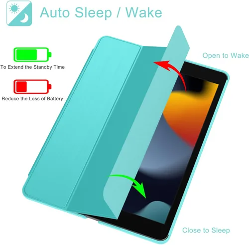 Vista 3 de Soke Funda para iPad de 9ª/8ª/7ª generación 2021/2020/2019, [soporte tríptico delgado + activación/suspensión automática], cubierta trasera