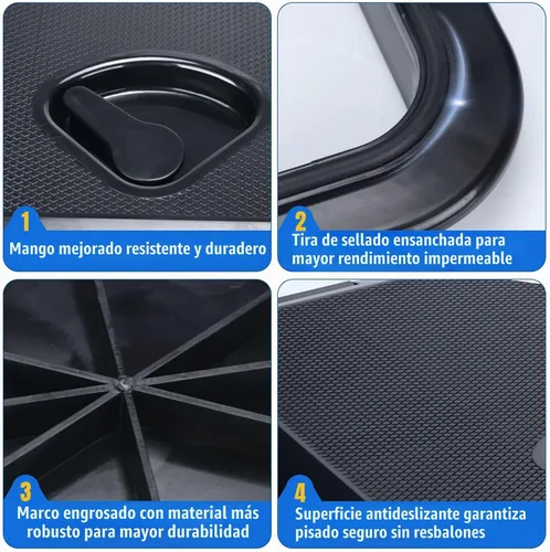 Vista 3 de smartmarine 24"x14" Marine Boat Deck Hatch Cover,Boat Access Hatch & Lid, Hatch Handles Lock.Black/White Negro