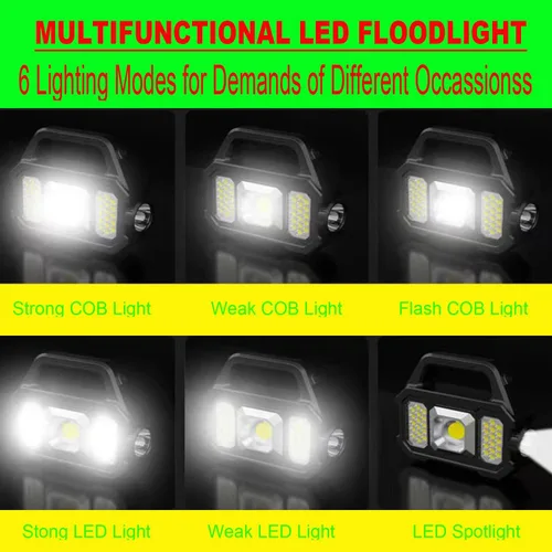 Vista 2 de Linterna LED solar reflector linterna linterna de mano proyector luces de trabajo 6 Light Modes/ Rechargeable Super Bright 6000LM/ Multifunctional