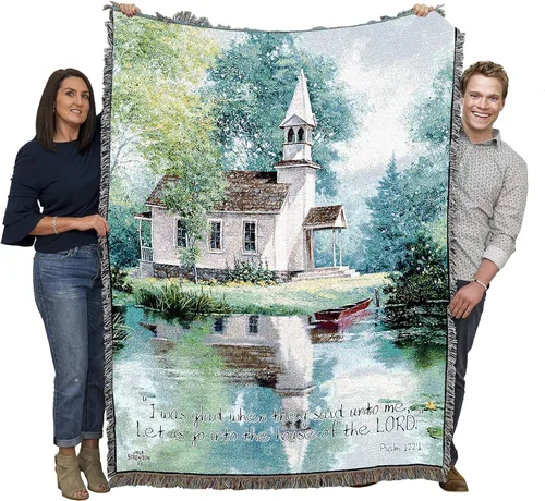 Vista 17 de Pure Country Weavers Great is Thy Faithfulness Blanket - Escrituras - Lamentaciones 3:23 - Tapiz cuadrado para regalo de regazo tejido de algodón