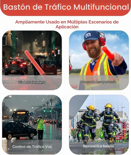 Vista 6 de Varita de tráfico LED para control de tráfico de 16 pulgadas, 4 piezas de bastón de tráfico de alta visibilidad con 3 modos de parpadeo