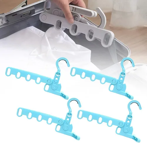 Vista 16 de 2 perchas plegables de viaje, colgador de ropa plegable portátil con 5 agujeros, colgador de ropa montado en la pared, estante de secado plegable