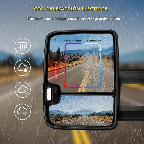 Vista 4 de Sanooer Espejos de remolque pintados en negro Compatibles con Chevy Silverado GMC Sierra 2014-2018 con luz de giro dinámica Switchback, luces