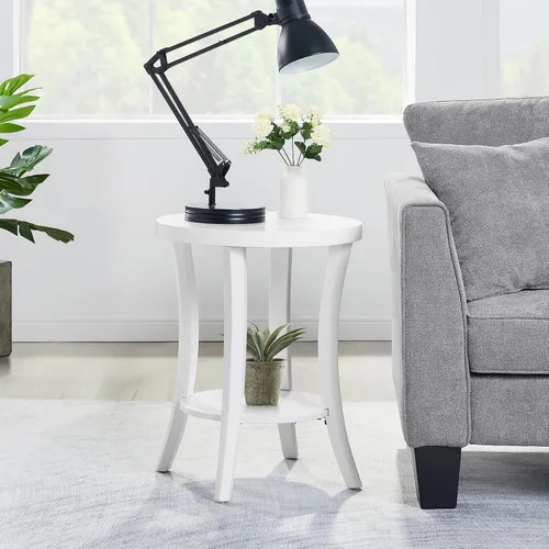 Vista 8 de Convenience Concepts Charleston - Mesa auxiliar redonda con estante en acabado de madera negra
