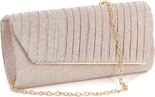 Vista 2 de Naimo - Deslumbrante bolsa pequeña de solapa, con cadena desmontable para eventos nocturnos.