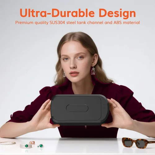 Vista 9 de ROLWAY Limpiador ultrasónico de joyas, limpiador de joyas de 48 KHz, 20 onzas, máquina ultrasónica con limpieza profunda de 5 minutos de un solo