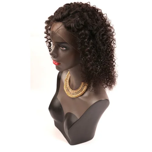 Vista 2 de Cabello humano de lujo para celebridades con cierre frontal de encaje 360, cabello natural prearrancado con abuelitos (10 pulgadas, negro natural)