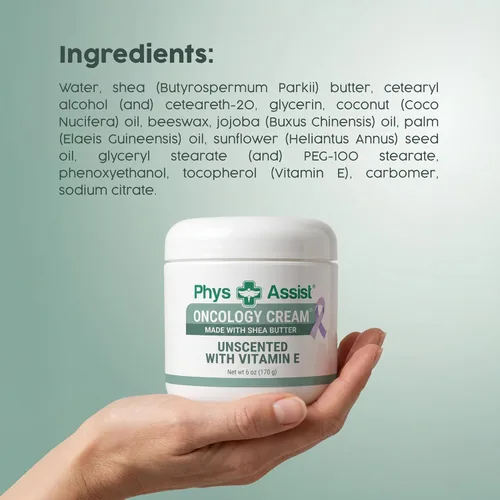 Vista 4 de PhysAssist Crema oncológica con manteca de karité – Crema hidratante sin perfume para pieles secas, sensibles y estresadas – Apoyo
