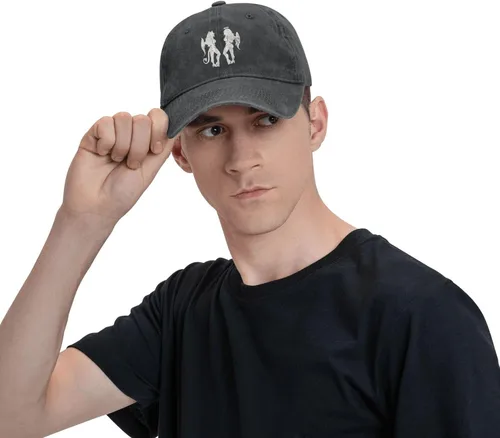 Vista 7 de Angel Devil Hat for Mens Womens Outdoor Sport Washed Cotton Denim Trucker Hats Adjustable Black