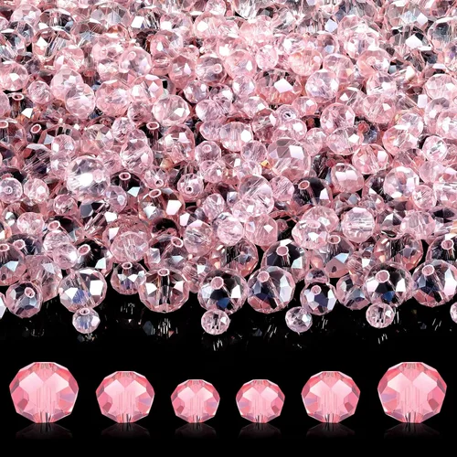 Vista 12 de 600 cuentas facetadas de cristal, cuentas de piedras preciosas, sueltas para hacer manualidades de joyería de 0.315, 0.236, 0.157 pulgadas (color AB)