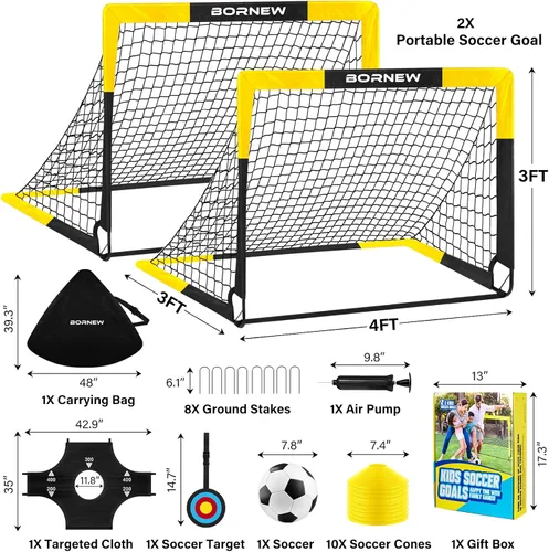 Vista 2 de Kid Soccer Goal and Soccer Ball Targets Set - 6x4 / 4X3 ft Backyard & Indoor Soccer Goal, Portable Pop Up Soccer Net with Soccer Targets, Cones