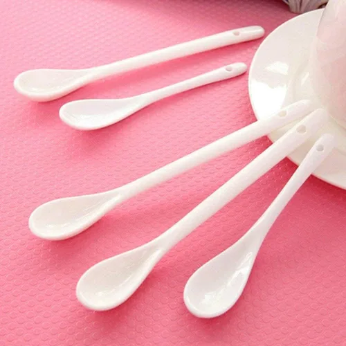 Vista 4 de Misaso Cucharas de huevo de porcelana blanca, cucharas de cerámica, cuchara de café, cuchara de postre cuchara de servir