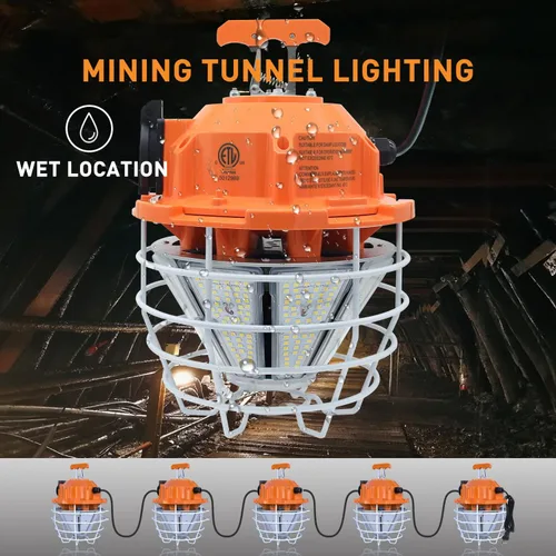 Vista 3 de NS Luz de trabajo temporal LED de 150 W, 24750LM Luz diurna enlazable blanca 5,000 K lámpara colgante portátil Iluminación de trabajo Cubierta