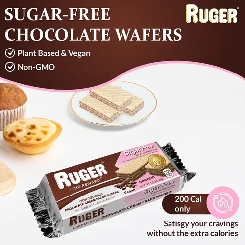 Vista 2 de RUGER Obleas de chocolate sin azúcar, 1.6 onzas (paquete de 12)