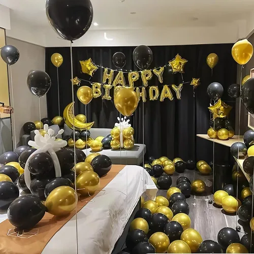 Vista 3 de 200 globos negros y dorados de 5 pulgadas, cromados, metálicos, dorados, negros, de látex, gruesos, pequeños para bodas, cumpleaños, graduaciones