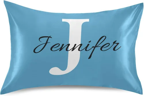 Vista 15 de Fundas de almohada negras personalizadas de seda con cierre de sobre, funda de almohada de satén tamaño estándar para personas que duermen
