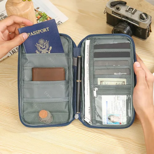 Vista 5 de Gemszoo Cartera personalizada para pasaporte de viaje con nombre, organizador de documentos personalizado para pasaporte, bolsa de mano, tarjetas