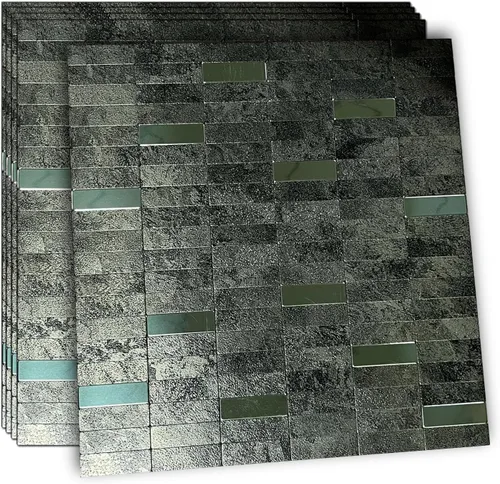 Vista 31 de XUANINY Azulejos de Mosaico de Aluminio Autoadhesivos para Despegar y Pegar, Pegatinas de Azulejos de Pared para Salpicadero de Cocina