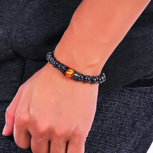 Vista 2 de FORUBUS 2 pulseras elásticas de hematita obsidiana ojo de tigre con cuentas magnéticas para mujeres y hombres, joyería de meditación y yoga