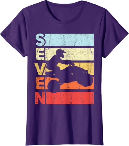 Vista 13 de ATV 7th Birthday Party ATV 4 Wheeler - Camiseta de cumpleaños temática cuádruple Negro