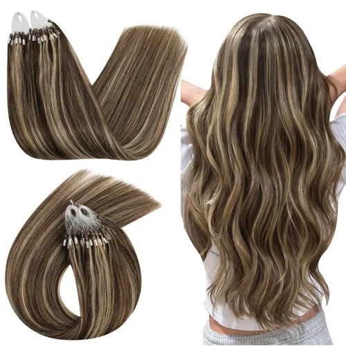 Vista 61 de Ugeat - Extensiones de cabello humano con microanillo, 14 pulgadas, extensiones de cabello Remy con microcuentas de 1 gm/hebra, 50 gms, extensiones