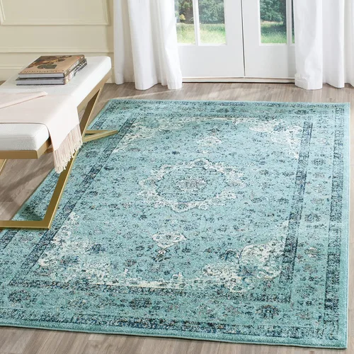 Vista 27 de SAFAVIEH Evoke Collection EVK220B Medallón oriental shabby chic de 2'2" x 4', color gris/dorado, no desprende pelusa, alfombra de acento para sala