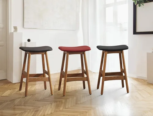 Vista 2 de Lexicon Springfield Taburete de altura de asiento de silla de montar (juego de 2), 25 pulgadas SH, negro mate