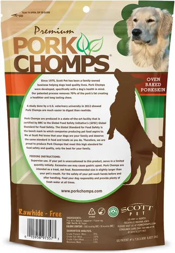 Vista 7 de Pork Chomps Masticables para perros de piel de cerdo al horno, 5 en mini giros, Pepperoni, 30 unidades Horneado con piel de cerdo real: un
