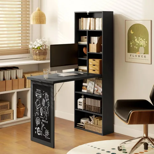 Vista 8 de HOMCOM Escritorio plegable convertible para computadora, color negro