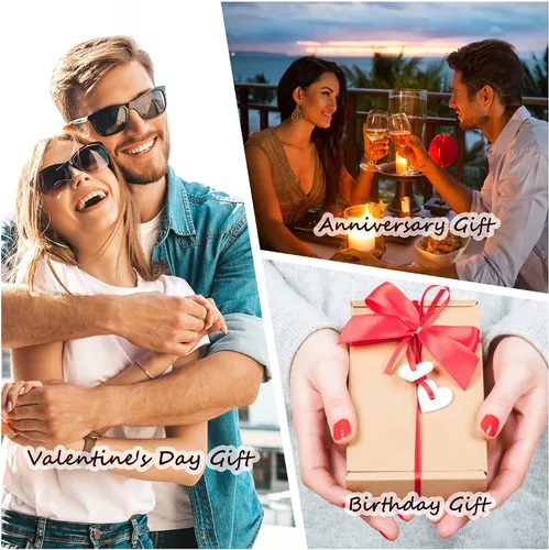 Vista 6 de PiercingJ Juego de 2 llaveros de fotos personalizados para él y ella grabado de doble cara colgante de imagen colorida para parejas llaveros