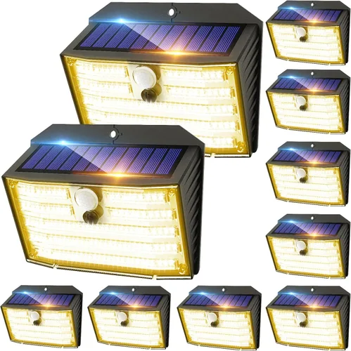 Vista 14 de CLAONER Luces solares para exteriores [126 LED], luces inalámbricas con sensor de movimiento, luces de seguridad impermeables IP65, 3 modos, ángulo