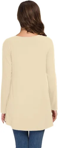 Vista 31 de AWULIFFAN Blusa tipo túnica holgada de manga larga con cuello redondo para mujer