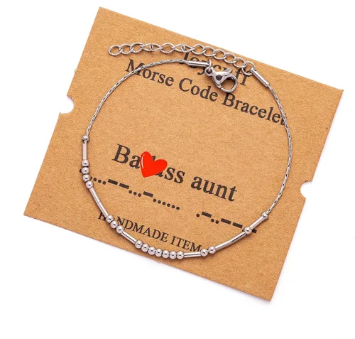 Vista 169 de JoycuFF Pulseras inspiradoras de código morse para mujeres, cuentas de plata, joyería con mantra de motivación, regalos para ella