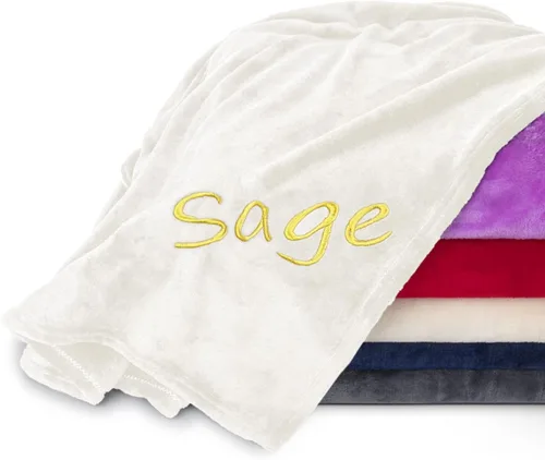 Vista 12 de Mantas personalizadas para adultos, manta personalizada con nombre bordado o monograma, funda de manta de forro polar suave para cama y sofá
