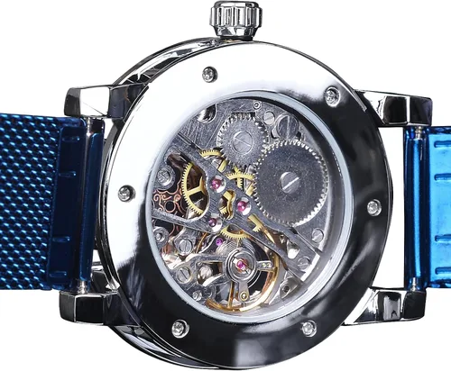 Vista 4 de Reloj de pulsera mecánico retro steampunk con diamantes de talla real para hombre, elegante reloj de pulsera mecánico