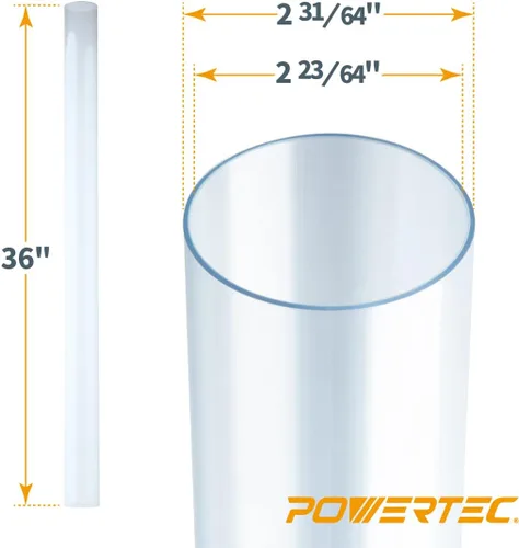 Vista 4 de POWERTEC 70469 Tubo de PVC transparente de 2-1/2" x 36" de largo, codo de 90 grados OD de 2-1/2" y acoplamiento de tubería de 2-1/2" para manguera