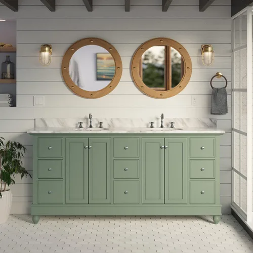Vista 8 de Kitchen Bath Collection Bella tocador de baño doble de 72 pulgadas (chocolate/carrara): incluye gabinete de chocolate con encimera de mármol