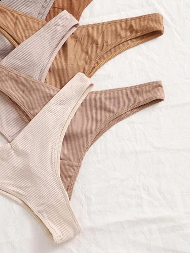 Vista 4 de SHENHE Ropa interior de 7 piezas para mujer tangas acanaladas de tiro bajo transpirables
