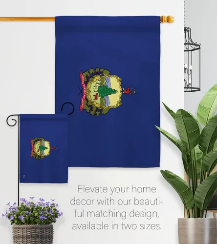 Vista 8 de Americana Home & Garden HS140546-BO-02 Vermont Americana States Juego de banderas verticales decorativas para la casa, 28.0 x 40.0 in con mástil