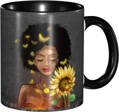 Vista 24 de Taza de café, taza de té para mujeres y niñas, taza de diseño único, perfecta para regalos, mujeres afroamericanas afro