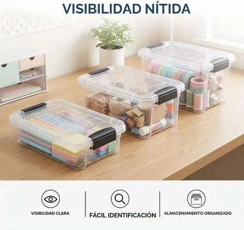 Vista 8 de Superio Mini contenedor de almacenamiento de plástico para crayón, suministros de arte y estuche de costura, organizador pequeño apilable