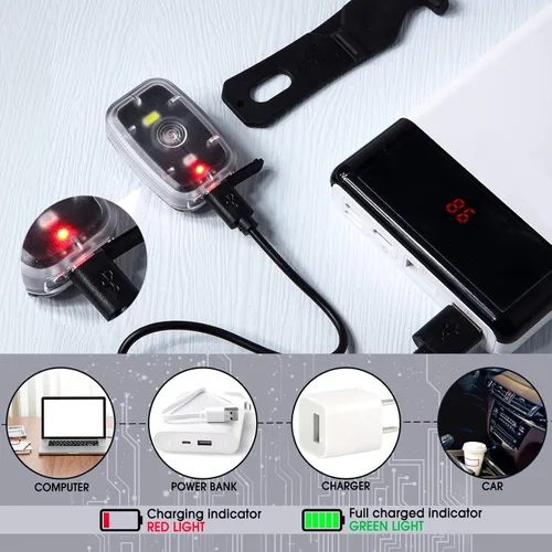 Vista 5 de Mudder Luces de Correr para Corredores Lámparas LED de Seguridad Recargables USB con Clip Estroboscópico Lámparas Traseras de Bicicleta con 5 Modos