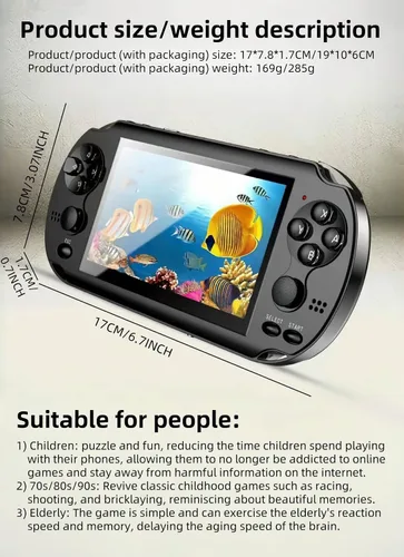 Vista 8 de TAQY 4.3 inch Dual Joystick Video Game Console Built-in 2000 Games Multiple Simulators Support MP4/TV OUT Travel Portable Retro Game Console