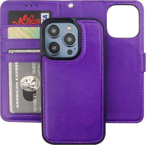 Vista 19 de Bocasal - Funda tipo cartera desmontable para iPhone 14 Pro, color negro