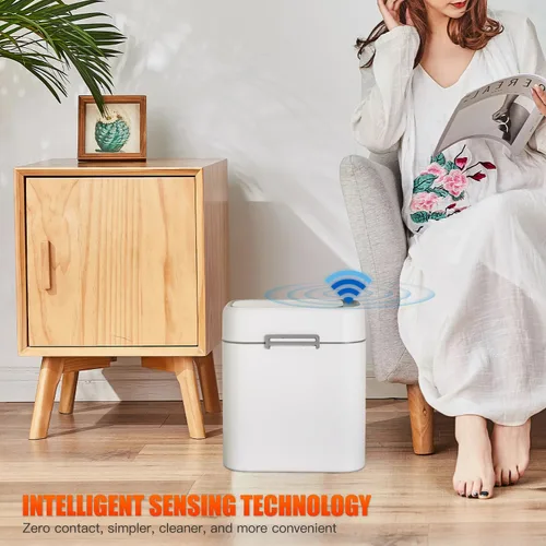 Vista 8 de Bote de basura de 2.2 galones con tapa, bote de basura automático sin contacto, sensor de movimiento inteligente, pequeño para baño, dormitorio